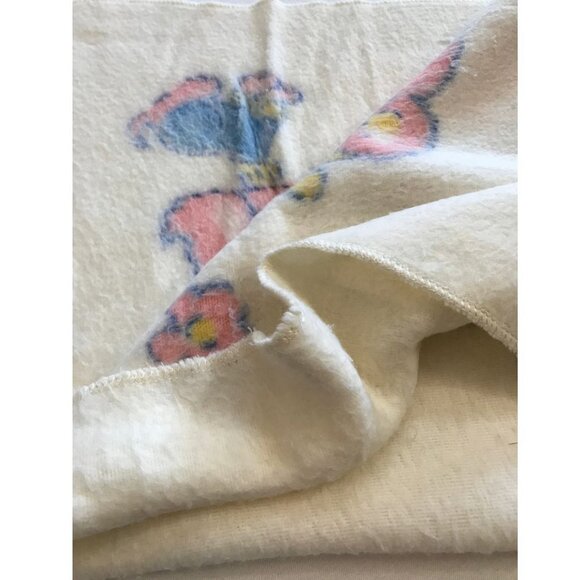 Vintage Pastel Baby Blanket Animals Bear Crib Blankie Nostalgic Soft Fluffy - Picture 5 of 5